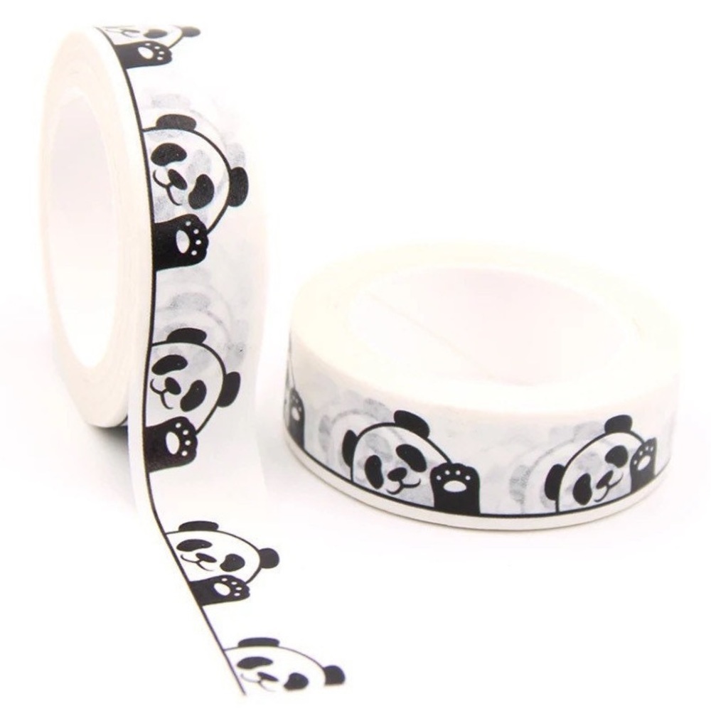 Peekaboo Pandas, Waving Hello, Washi Tape, 1 Full Roll